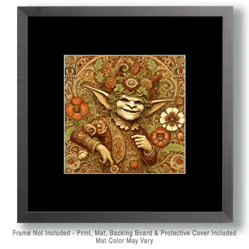 Art Nouveau Leprechaun - Wall Art Print - Fantasy Art - 8"x8" Artwork - 12"x12" Matte
