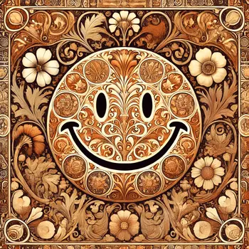 Art Nouveau Smiley Face - Wall Art Print - Fantasy Art - 8"x8" Artwork - 12"x12" Matte