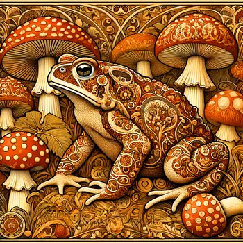 Art Nouveau Toad - Wall Art Print - Fantasy Art - 8"x8" Artwork - 12"x12" Matte