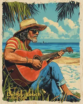 Name Drop - Delray Beach - Wall Art Print - Ocean Seaside Beachcore - 8"x10" Artwork - 11"x14" Matte
