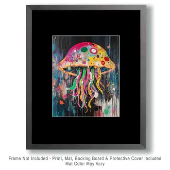 Neo-Pop Jellyfish - Wall Art Print - Ocean Seaside Beachcore - 8"x10" Artwork - 11"x14" Matte