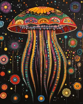 BOHO Jellyfish - Wall Art Print - Ocean Seaside Beachcore - 8"x10" Artwork - 11"x14" Matte