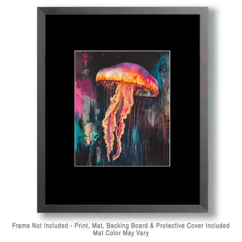 Impressionist Jellyfish - Wall Art Print - Ocean Seaside Beachcore - 8"x10" Artwork - 11"x14" Matte