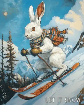 Snow Bunny - Let It Snow #3 - Wall Art Print - Ski Snowboard Winter - 8"x10" Artwork - 11"x14" Matte