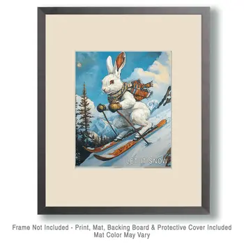 Snow Bunny - Let It Snow #3 - Wall Art Print - Ski Snowboard Winter - 8"x10" Artwork - 11"x14" Matte