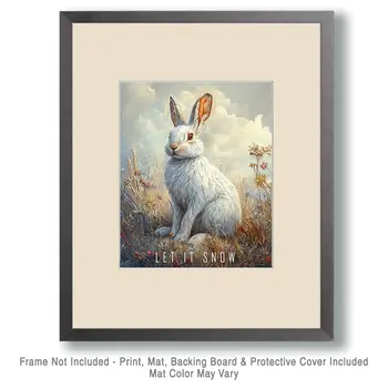 Snow Bunny - Let It Snow #4 - Wall Art Print - Ski Snowboard Winter - 8"x10" Artwork - 11"x14" Matte
