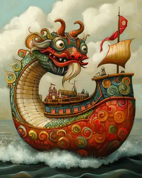 Dragon Ship - Lowbrow Wall Art Prints - 8"x10" Art Print for 11"x14" Frame