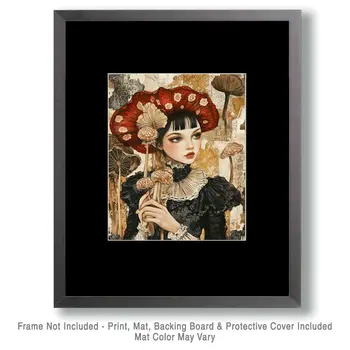 Mushroom Alice - Lowbrow Wall Art Prints - 8"x10" Art Print for 11"x14" Frame