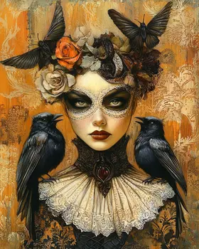 Two Raven Rachel - Lowbrow Wall Art Prints - 8"x10" Art Print for 11"x14" Frame
