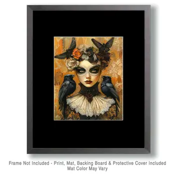 Two Raven Rachel - Lowbrow Wall Art Prints - 8"x10" Art Print for 11"x14" Frame