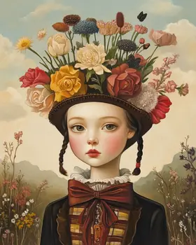 Floral Francis - Lowbrow Wall Art Prints - 8"x10" Art Print for 11"x14" Frame
