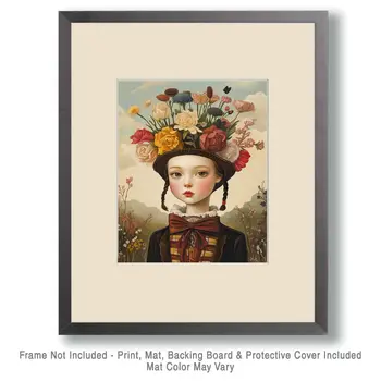 Floral Francis - Lowbrow Wall Art Prints - 8"x10" Art Print for 11"x14" Frame