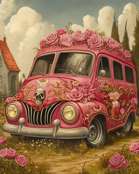 Flower Bus - Lowbrow Wall Art Prints - 8"x10" Art Print for 11"x14" Frame
