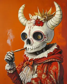 Tokin' Bull Skull Guy - Lowbrow Wall Art Prints - 8"x10" Art Print for 11"x14" Frame