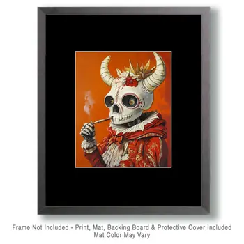 Tokin' Bull Skull Guy - Lowbrow Wall Art Prints - 8"x10" Art Print for 11"x14" Frame
