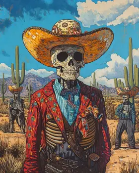 Zombie Cowboy - Lowbrow Wall Art Prints - 8"x10" Art Print for 11"x14" Frame