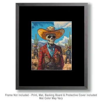 Zombie Cowboy - Lowbrow Wall Art Prints - 8"x10" Art Print for 11"x14" Frame