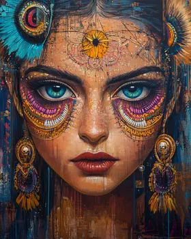 BOHO Girl - Lowbrow Wall Art Prints - 8"x10" Art Print for 11"x14" Frame