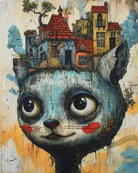 City Cat - Lowbrow Wall Art Prints - 8"x10" Art Print for 11"x14" Frame