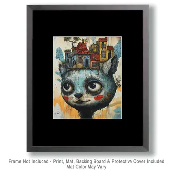 City Cat - Lowbrow Wall Art Prints - 8"x10" Art Print for 11"x14" Frame