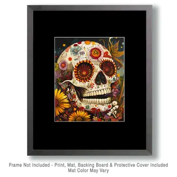 Floral Skull - Lowbrow Wall Art Prints - 8"x10" Art Print for 11"x14" Frame