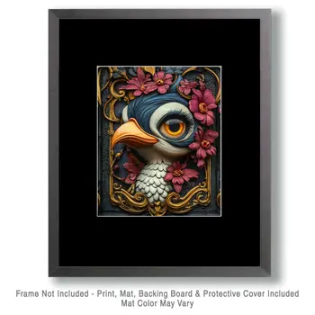 Pretty Bird - Lowbrow Wall Art Prints - 8"x10" Art Print for 11"x14" Frame