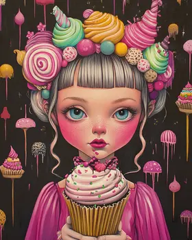 Cupcake Karen - Lowbrow Wall Art Prints - 8"x10" Art Print for 11"x14" Frame