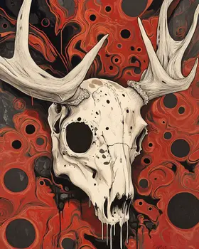 Deer Skull - Lowbrow Wall Art Prints - 8"x10" Art Print for 11"x14" Frame