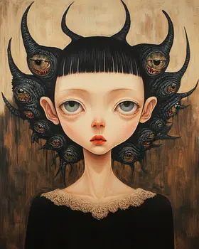 Many Eyed Margarite - Lowbrow Wall Art Prints - 8"x10" Art Print for 11"x14" Frame