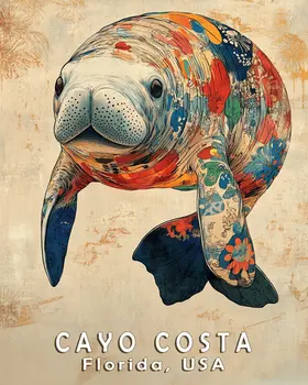 Name Drop - Cayo Costa - Wall Art Print - Ocean Seaside Beachcore - 8"x10" Artwork - 11"x14" Matte