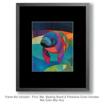 Abstract Manatee - Wall Art Print - Ocean Seaside Beachcore - 8"x10" Artwork - 11"x14" Matte