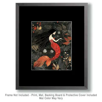 Goth Mermaid - Wall Art Print - Ocean Seaside Beachcore - 8"x10" Artwork - 11"x14" Matte