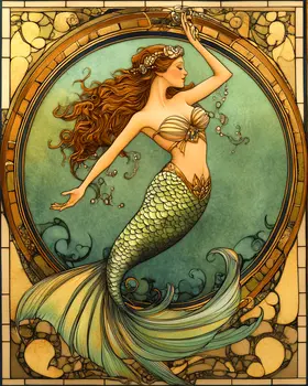 Ascending Mermaid - Wall Art Print - Ocean Seaside Beachcore - 8"x10" Artwork - 11"x14" Matte