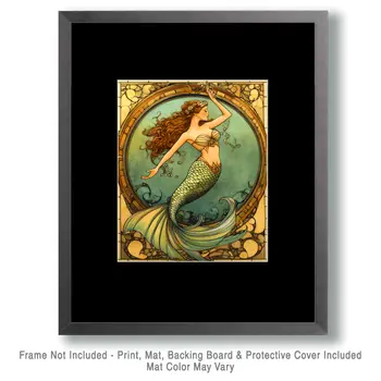 Ascending Mermaid - Wall Art Print - Ocean Seaside Beachcore - 8"x10" Artwork - 11"x14" Matte