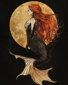 Gothic Mermaid - Wall Art Print - Ocean Seaside Beachcore - 8"x10" Artwork - 11"x14" Matte