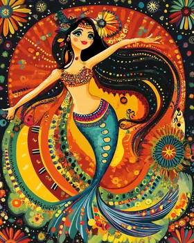 BOHO Mermaid - Wall Art Print - Ocean Seaside Beachcore - 8"x10" Artwork - 11"x14" Matte