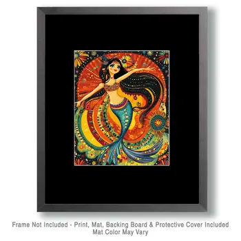 BOHO Mermaid - Wall Art Print - Ocean Seaside Beachcore - 8"x10" Artwork - 11"x14" Matte