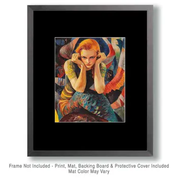 Frusterated Mermaid - Wall Art Print - Ocean Seaside Beachcore - 8"x10" Artwork - 11"x14" Matte