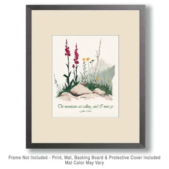 Mountains are Calling - Inspirational Art Prints Wall Art Prints - 8"x10" Art Print for 11"x14" Frame