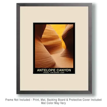 Lower Canyon - Antelope Canyon Souvenir Home Decor Wall Art Prints – 8″x10″ Artwork – 11″x14″ Mat