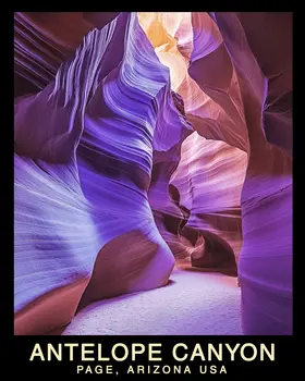 Evening Light - Antelope Canyon Souvenir Home Decor Wall Art Prints – 8″x10″ Artwork – 11″x14″ Mat