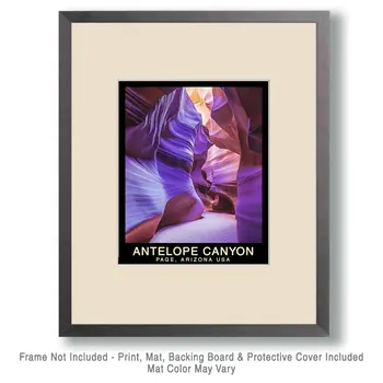 Evening Light - Antelope Canyon Souvenir Home Decor Wall Art Prints – 8″x10″ Artwork – 11″x14″ Mat