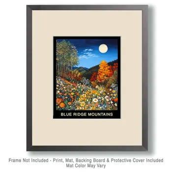 Wildflowers - Blue Ridge Mountains Souvenir Home Decor Wall Art Prints – 8″x10″ Artwork – 11″x14″ Mat