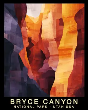 Evening - Bryce Canyon Souvenir Home Decor Wall Art Prints – 8″x10″ Artwork – 11″x14″ Mat