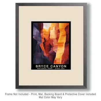 Evening - Bryce Canyon Souvenir Home Decor Wall Art Prints – 8″x10″ Artwork – 11″x14″ Mat