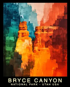 Abstract - Bryce Canyon Souvenir Home Decor Wall Art Prints – 8″x10″ Artwork – 11″x14″ Mat