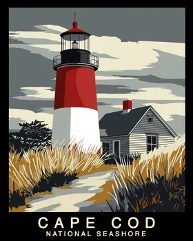 Lighthouse - Cape Cod Souvenir Home Decor Wall Art Prints – 8″x10″ Artwork – 11″x14″ Mat