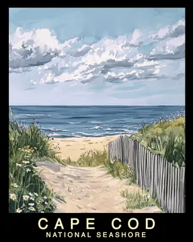 Beach Entrance - Cape Cod Souvenir Home Decor Wall Art Prints – 8″x10″ Artwork – 11″x14″ Mat