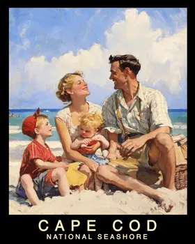 Day at the Beach - Cape Cod Souvenir Home Decor Wall Art Prints – 8″x10″ Artwork – 11″x14″ Mat