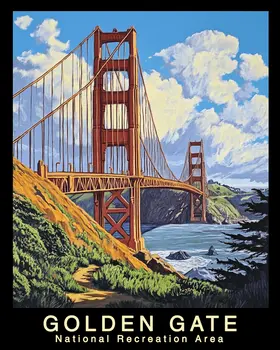 Impressionist - Golden Gate Souvenir Home Decor Wall Art Prints – 8″x10″ Artwork – 11″x14″ Mat